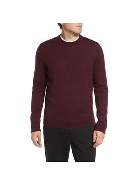 BRAX Mens Crew Neck Burgundy Sweater BNWOT Xlarge New Wool Elbow Patch